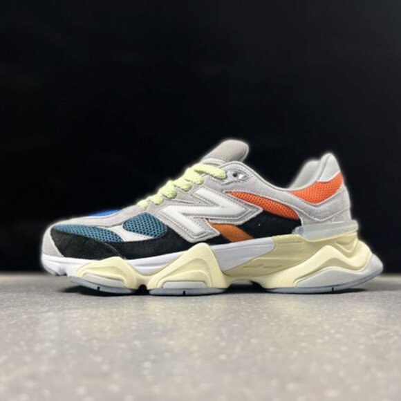 New Balance 9060 Series Grey & Yellow and Green Running Shoes - Picture 2 of 6